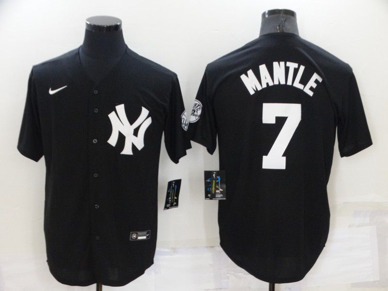 Men New York Yankees #7 Mantle Black Throwback 2022 MLB Jerseys